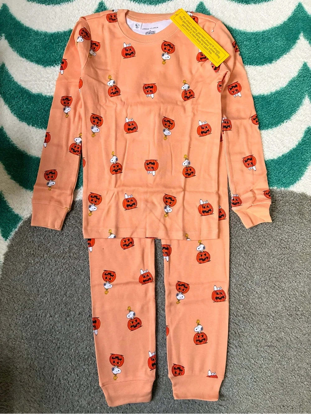 NWT - Janie and Jack x Peanuts Snug Fit Halloween PJ Set (Orange) Size 10